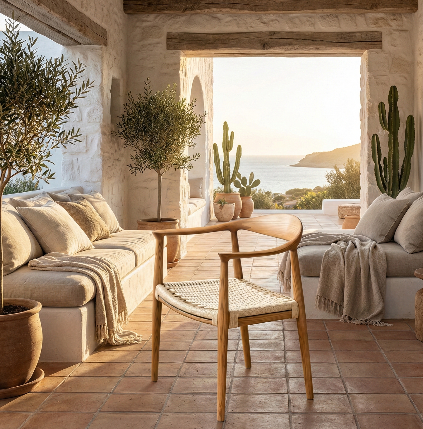 Chaise bois massif & corde