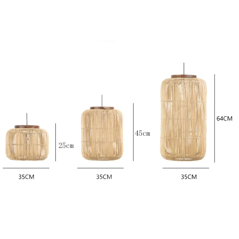 Lampe suspendue en rotin japonais