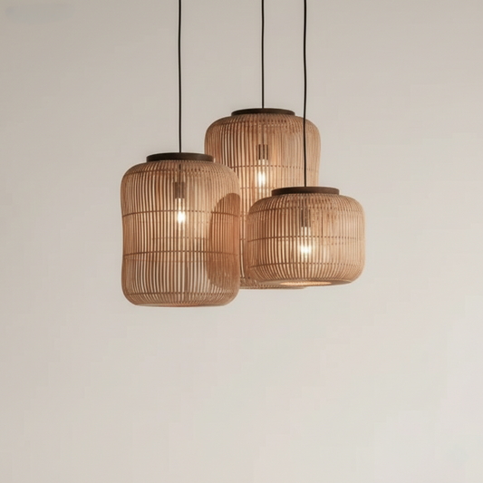 Lampe suspendue en rotin japonais