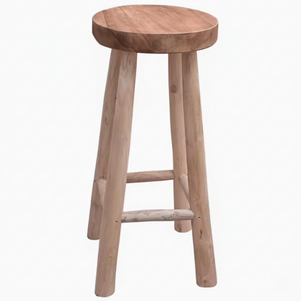 Tabouret de bar en bois de teck massif