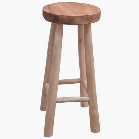 Tabouret de bar en bois de teck massif
